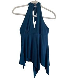 Teal Y2K Halter Top